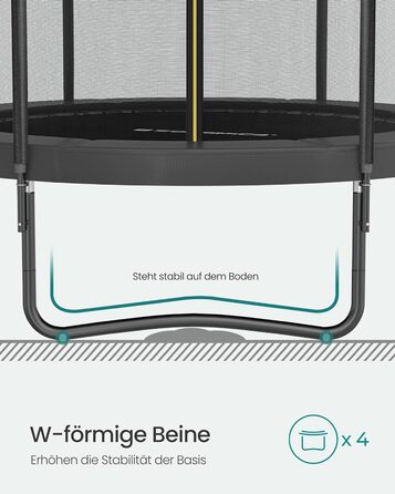 Батут SONGMICS для дітей вуличний Ø305 см з захисною сіткою та драбиною, чорний