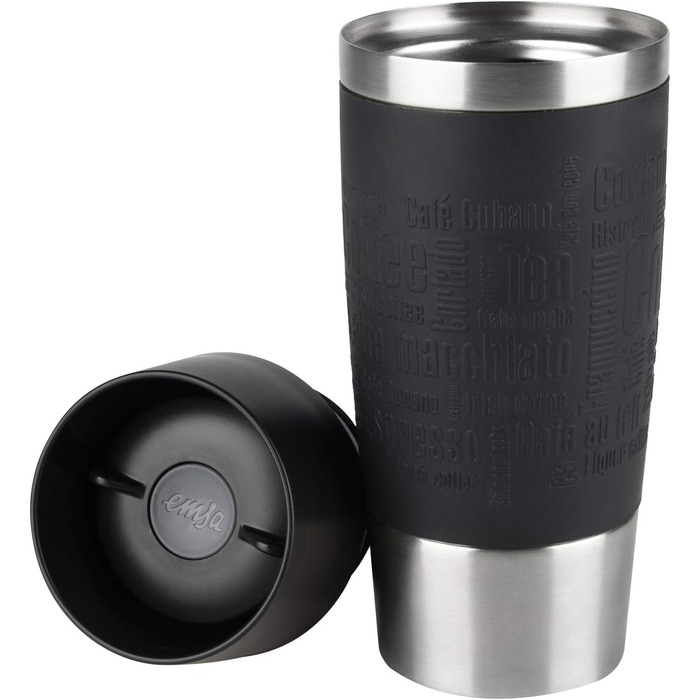 Термокружка Emsa Travel Mug Classic 360 ml, чорна, з Quick-Press, 360° відкриття, з термоізоляцією (513361)