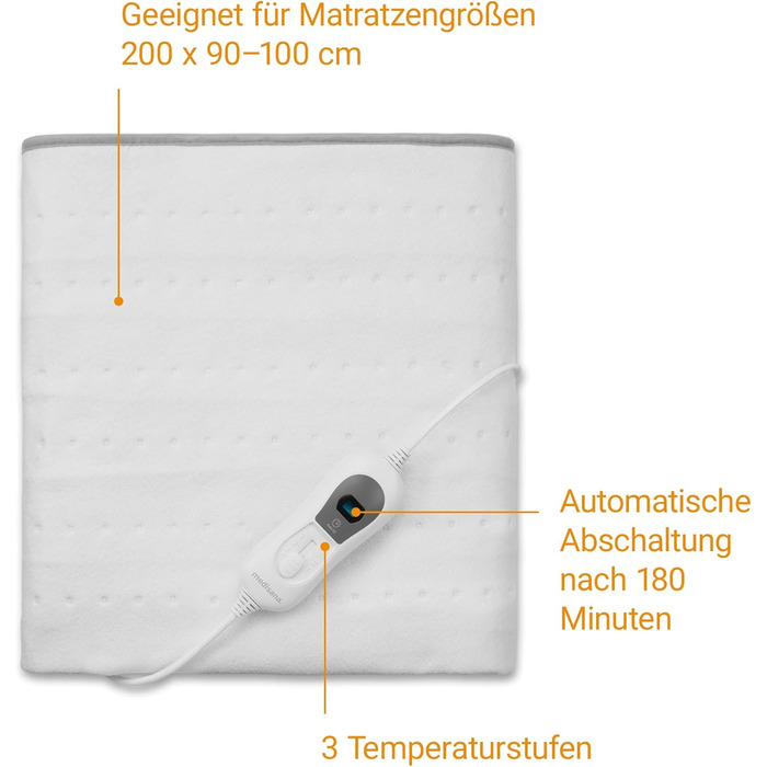 Ковдра medisana HU 676 XXL з підігрівом, 150x160 см, 2 управління, автоматичне вимкнення, захист від перегріву