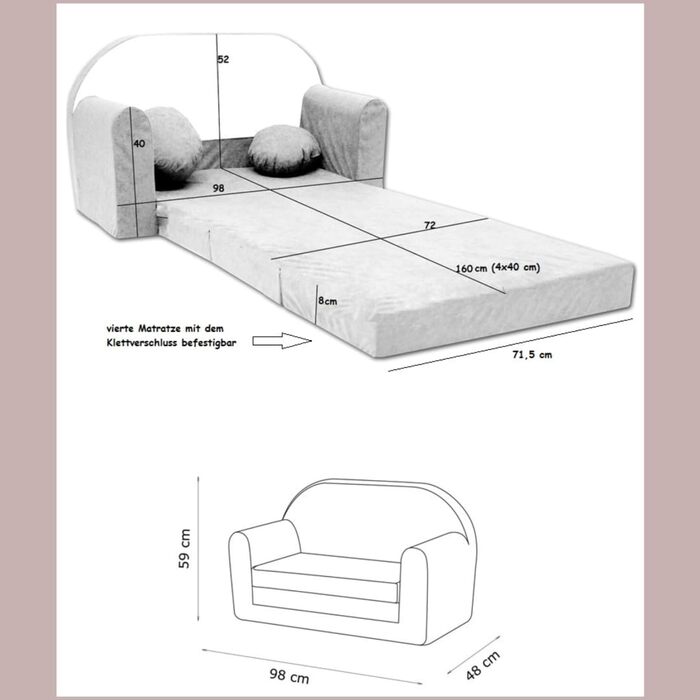 Дитяче розкладне ліжко-диван 3в1 All4All Kindersofa - зручна дитяча меблі для ігор та сну. Різні кольори та малюнки (сірий, рожевий, зелений, тваринні мотиви). Модель AX2 сірий + Balons