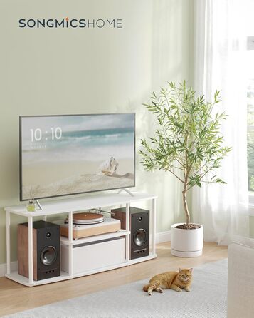 Тумба під телевізор SONGMICS для телевізорів до 50 дюймів, 110 x 35 x 46 см, білий матовий, LTV500W01