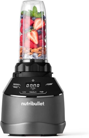 Повнорозмірний блендер nutribullet Combo, 1200 Вт, глечик 1,89 л, банки 946 мл і 710 мл, чорний, NBF500MB