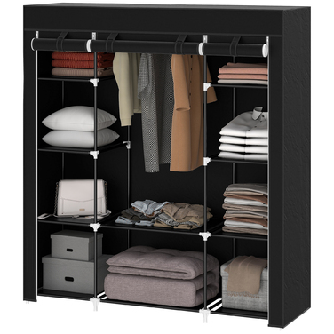 Шафа для одягу HOMCOM з блискавкою, 1 перекладина, 10 полиць, 150x43x162,5 см, фліс, економна та міцна.
