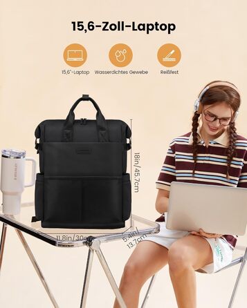 LOVEVOOK Рюкзак для жінок з відділенням для ноутбука 15.6 дюймів, шкільний/повсякденний, водонепроникний, для школи, подорожей, університету, бізнесу (15.6 дюймів, зелено-бежевий)