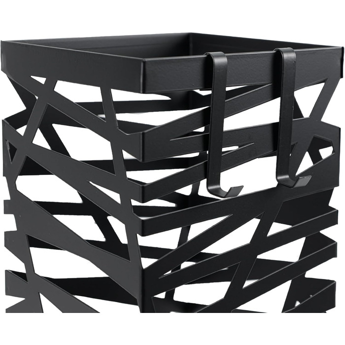 Підставка для парасоль підставка 'Maxi' з металу з піддоном для збору води та гачками - Економія місця 34x14x46 см - Елегантний чорний колір - Ідеально для декорування прихожого та входу (Classic - Чорний)