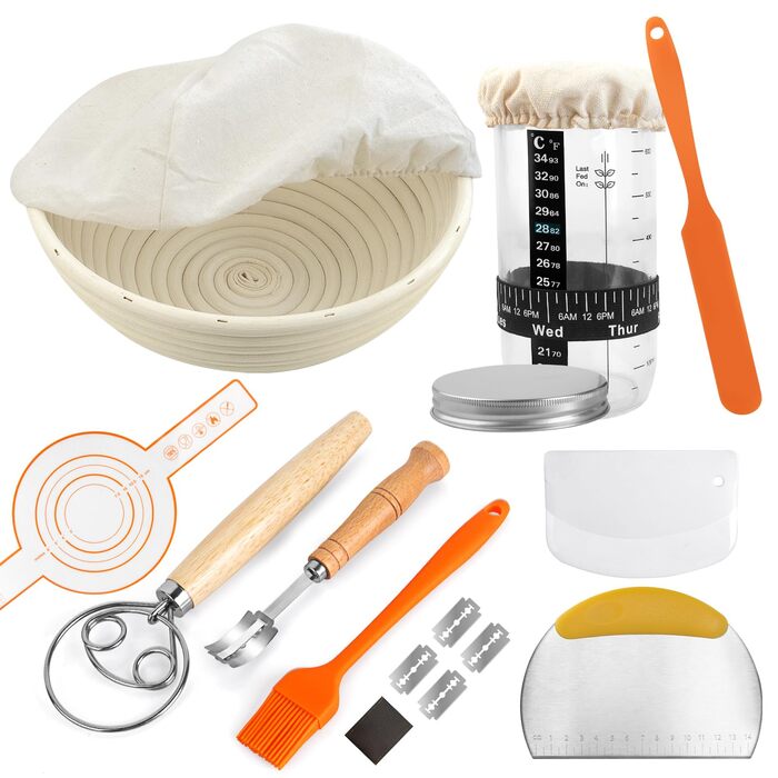 Набір для закваски та випікання хліба: силіконові banneton-кошики (2 шт.), закваска для приготування хліба