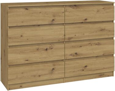 Комод 8 шухляд 140x40x97 см Білі ящики без ручок Modern (3rd Oak Artisan)