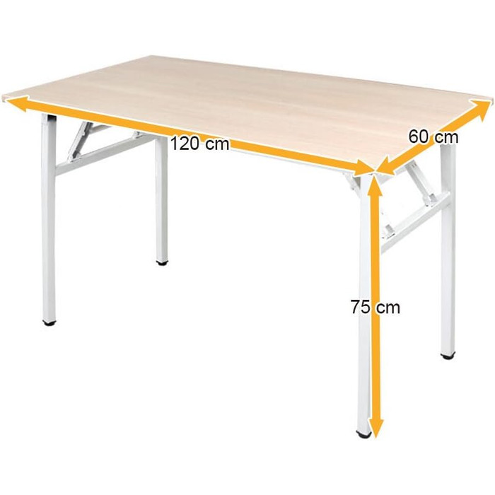 Розкладний комп'ютерний стіл / письмовий стіл 120x60 см з дерева та металу, білий (AC5AW)