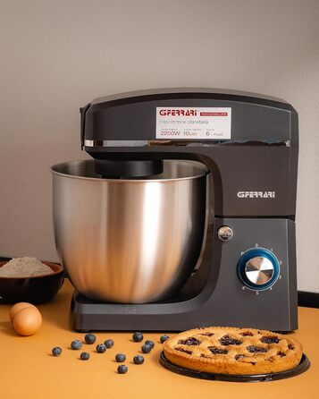 Кнемашина Pastaio 10 & Lode G3 Ferrari, 1500 Вт, 10 л, нержавіюча сталь, 6 швидкостей, контейнер з кришкою (10л, антрацитовий сірий)