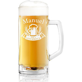 Пивний келих з гравіюванням - Пивний кухоль 500 мл - Подарунок для любителів пива - Смаковий мотив (макс. 50 символів)
