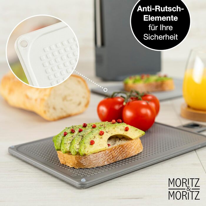 Моріц і Моріц 4-кратні Обробні дошки для сніданку можна мити в посудомийній машині 20,5 х 14,5 см-пластикова обробна дошка невеликого розміру в зручній підставці
