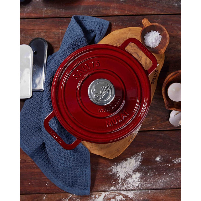 Чавунна каструля для гурманів Sally's 'Murat з натхненною кулінарною книгою з кришкою, емальована, для всіх типів плит, термостійка до 250 градусів, об'єм 2,2 л (бордо)