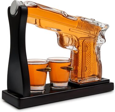 Набір для віскі: карафа, пістолет-карафа, гвинтівка-карафа, скляний набір для віскі чорного кольору