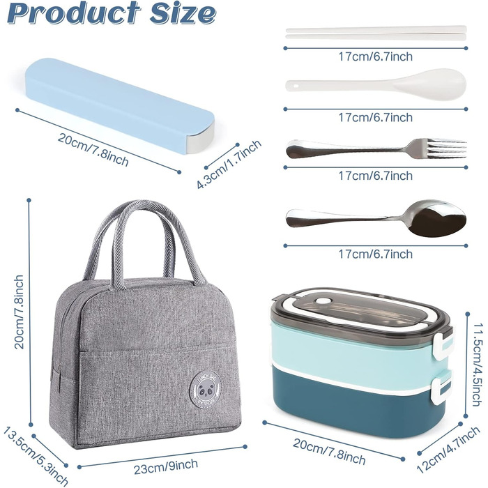 Ланчбокс дорослий з сумкою, б/д для дітей з 3 відсіками, витривалий, для мікрохвильової печі, бенто-бокс для роботи, школи, пікніка, подорожей, блакитний