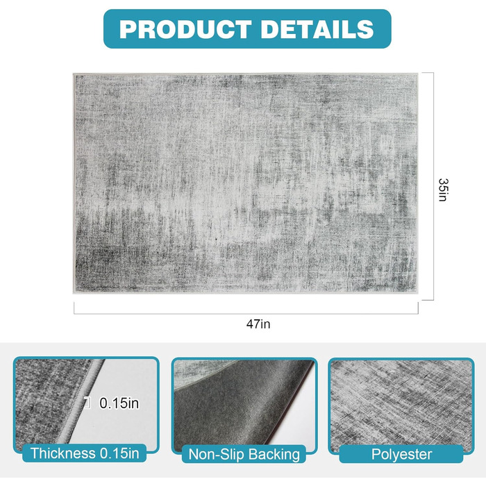 Підкладка під офісне крісло 90x120 см, сіра текстура | Захист для підлоги, килимок від ковзання | Для ламінату та плитки