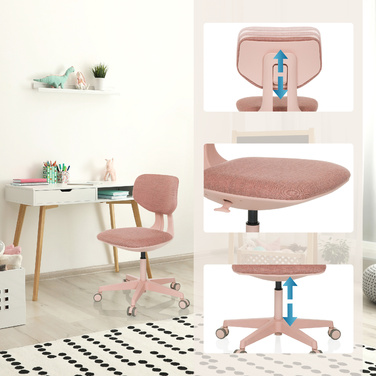 Дитячий офісний стілець KID COLORE з тканиною рожевого кольору hjh OFFICE