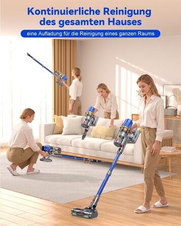 Акумуляторний пилосос H9 58000 Па, 650 Вт, 80 хв, бездротовий з LED-дисплеєм, для шерсті тварин, килимів та підлоги, синій