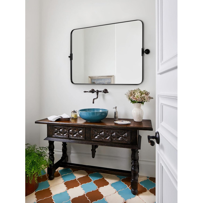 Дзеркало для ванної кімнати MOON MIRROR прямокутне з металевим каркасом, 50.8 x 71.1 см, Чорний (Матовий Чорний)