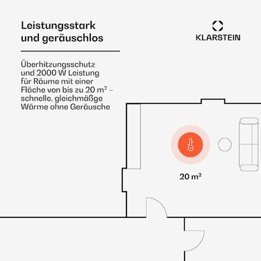 Електричний конвектор Klarstein Bornholm Smart: мобільний, тихий, з термостатом та керуванням через додаток (2000 Вт, білий)