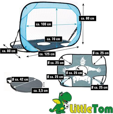 Футбольні ворота LittleTom 2-в-1 зі стіною воріт для дітей - Висувні футбольні ворота 125x80 складні - Садові футбольні ворота Спливаючі ворота для дитячої кімнати - Гандбольні ворота з сіткою воріт Хокейні ворота Набір голів вуличного хокею з 2 шт.