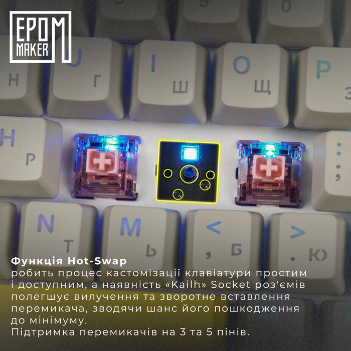 Клавіатура механічна бездротова EPOMAKER TH80 SE Flamingo Black (TH80-SE-B-F)
