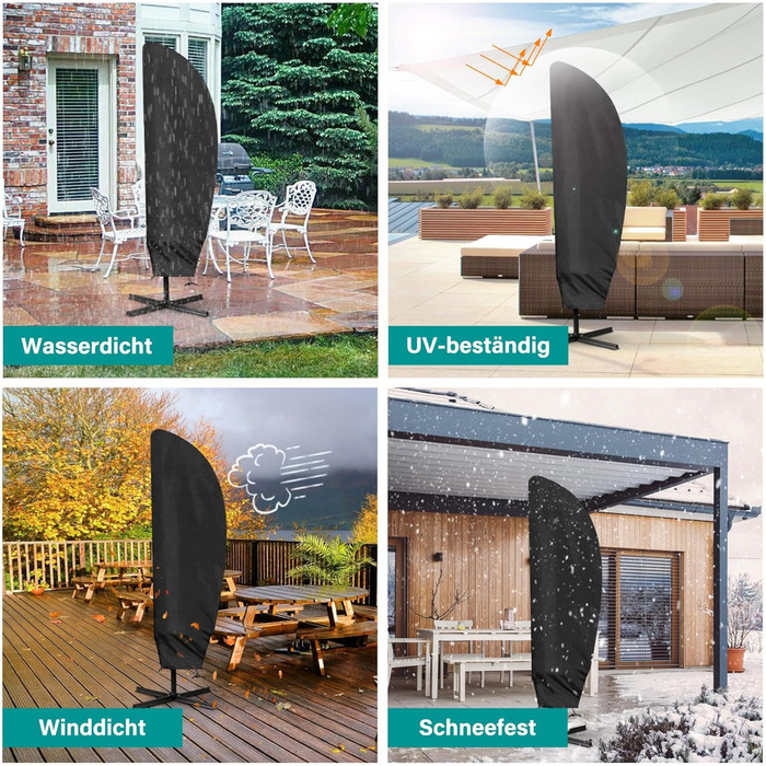 Чохол для парасольки/зонту великого розміру (2-4 м), чорний. Захист від сонця, вітру та снігу. Розміри: 205 x 25/57/48 см