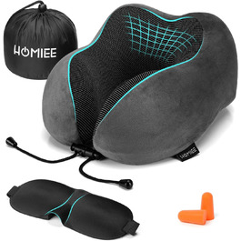 Подушка для подорожей HOMIEE - піна з пам'яттю, ергономічна, ортопедична (50 символів)