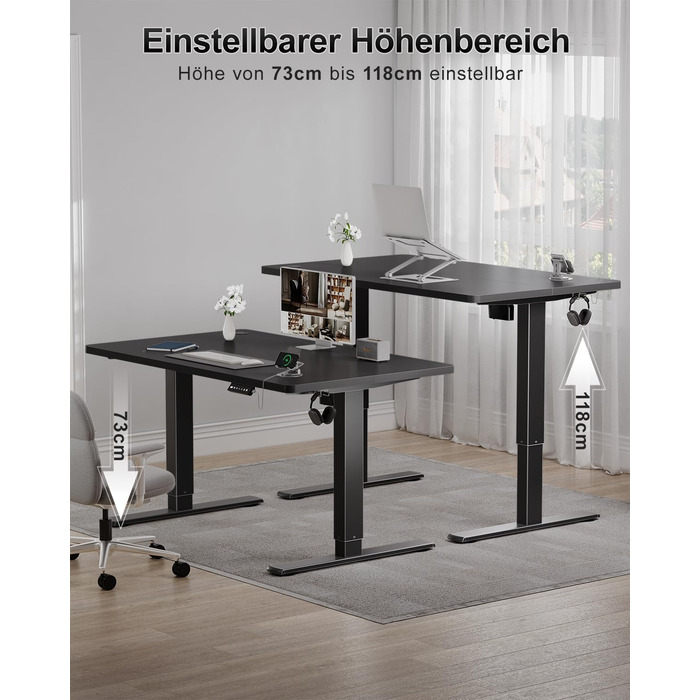 Електричний дитячий стіл Airfish, 80x60 см, регулювання висоти, пам'ять, для дому/офісу, стоячи/сидячи (чорний)