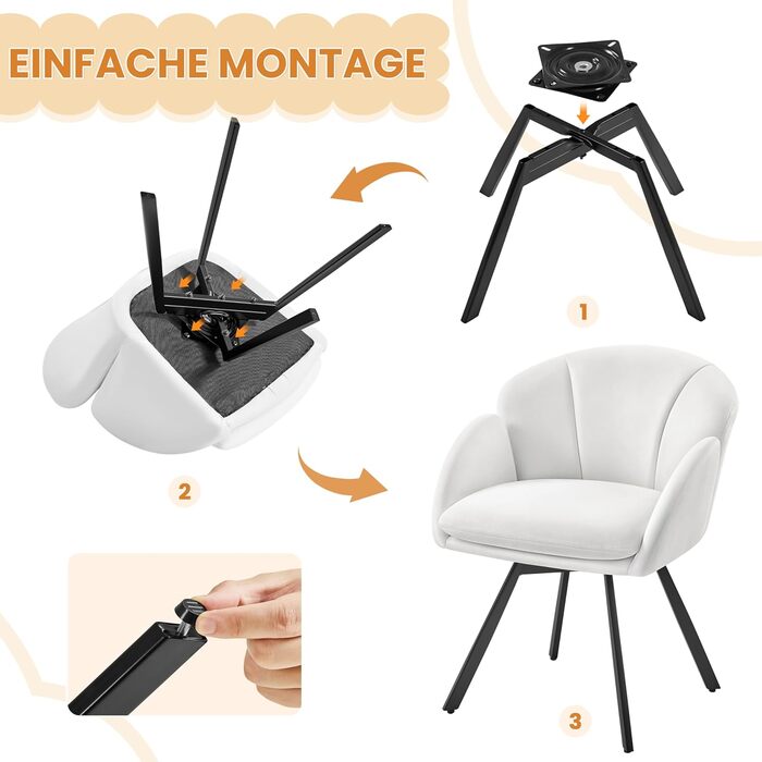 Крісло офісне Yaheetech, біле, 360° обертання, з м'яким сидінням, для дому/офісу