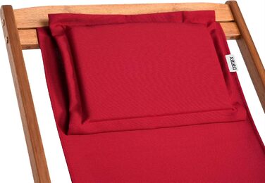 Лежак для відпочинку Casaria® з дерева, вологостійкий, складний, регульований, до 160 кг, підлокітники, подушка для шиї, для саду та балкону, акація, 94x94x60 см (Бордовий)