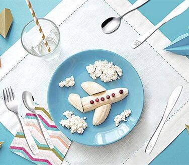 Набір дитячого столового прибору Exzact Edelstahl (12 шт.) - 4 виделки, 4 ножі, 4 ложки (Собака, Кіт, Заєць)