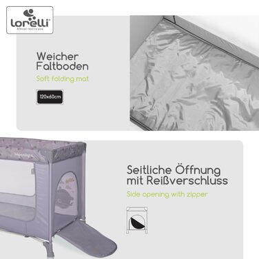 Lorelli Babybett und Laufstall Moonlight 2 в 1: дитяче ліжко та ігровий центр, рожевий, з транспортною сумкою