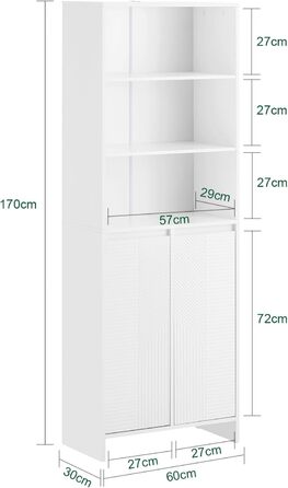 Купити Пенал Шафа для ванної з мішком для білизни, Білий, 60x170x30см BZR155-W