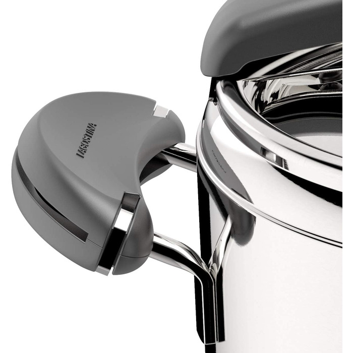 Каструля-скороварка Lagostina Mia Lagoeasy'UP 5 л з нержавіючої сталі 18/10, діаметр 22 см, для приготування на пару, сумісна з індукцією та газом, з полегшеним відкриванням кришки, з тришаровим радіальним дном, придатна для миття в посудомийній машині