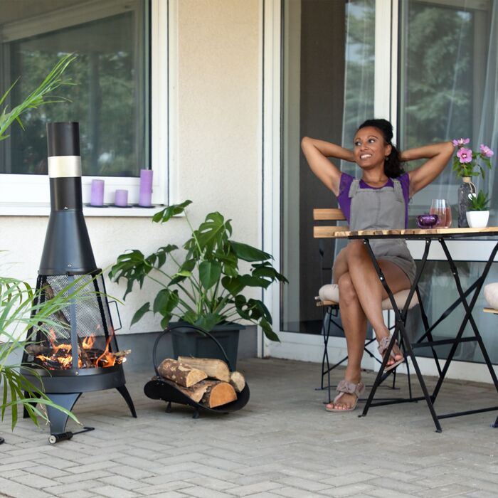 Кошик для дров Relaxdays, чорний