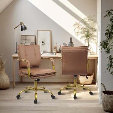 Крісло офісне Clatina, регульована висота, крісло для керівника з підлокітниками, обертове, для комп'ютера, коричневе, 1 шт.