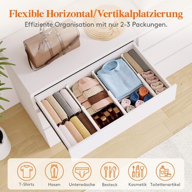 Органайзери для шухляд Lifewit, 5 шт., пластикові, регульовані, 27–40 см, для шафи/спальні/кухні, білий