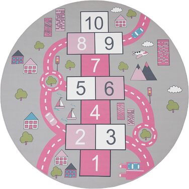 Дитяча кімната Дитячий килим Ігровий килимок Вуличний дизайн з надувною коробкою Play Нековзний сіро-рожевий, Розмір (240 см х 340 см)