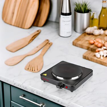 Електрична плитка Girmi PE26 з чавунною поверхнею, 1500 Вт, 5 температурних режимів, діаметр 18,5 см, чорна