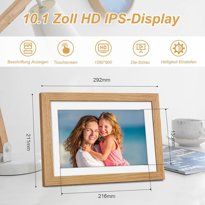 Цифровий фоторамка з дерева, Wi-Fi, 32GB, 10.1