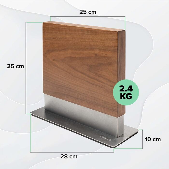 Магнітний брусок для ножів Coninx двосторонній | Тримач для ножів без ножів | Тримач для кухонних ножів з потужним магнітом | Підставка для ножів Coninx з антиковзким покриттям, горіховий колір