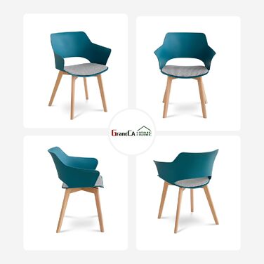 Набір з 8 кухонних стільців GrandCA HOME з масивних дерев'яних ніжок, оббивка, зелений (Lago Blu-n)