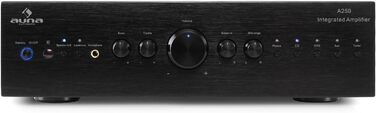 Міні-підсилювач Auna HiFi Stereo, 2 канали, керування низькими та високими частотами, пульт дистанційного керування, AUX, AV (чорний)