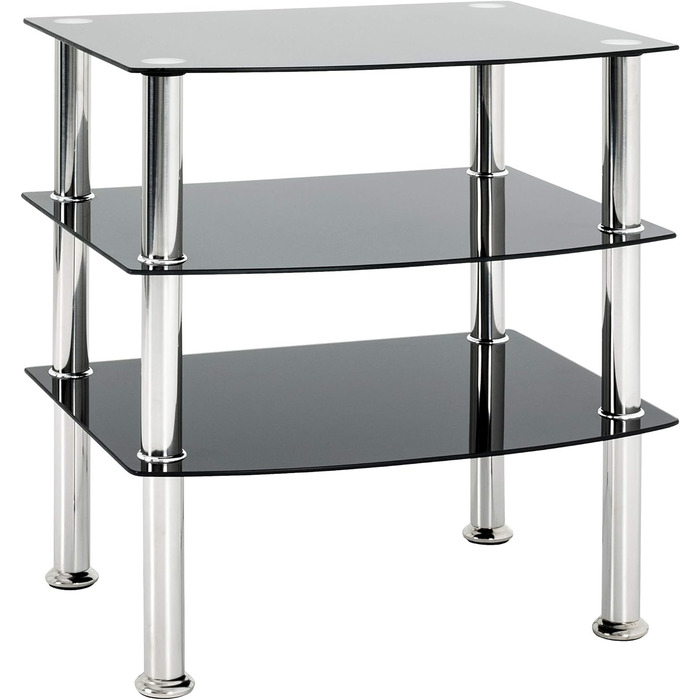 Приставний столик для меблів HAKU, нержавіюча сталь, Ш 45 x Г 45 x В 44 см (чорна нержавіюча сталь, 54 x 45 x 61)
