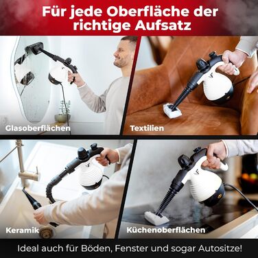 Портативний пароочисник Neighbour's Friend® Нова модель – Потужний ручний пароочисник, 3,5 Bar, кабель 4м, бак 350мл. Підходить для автомобіля, майстерні, дому та миття вікон. (Пароочисник - Білий - Набір 2 шт.)