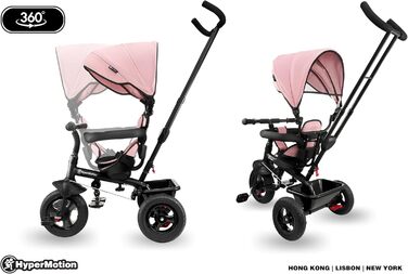 Триколісний велосипед HyperMotion з ручкою для батьків, рожевий - для дітей від 1 до 4 років (до 20 кг)