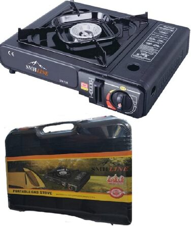 Набір газового пальника Gaskocher для кемпінгу з 8 балончиками бутану 227г, 1-ти вогонь, 2.2 кВт, Piezo запалювання, кейс