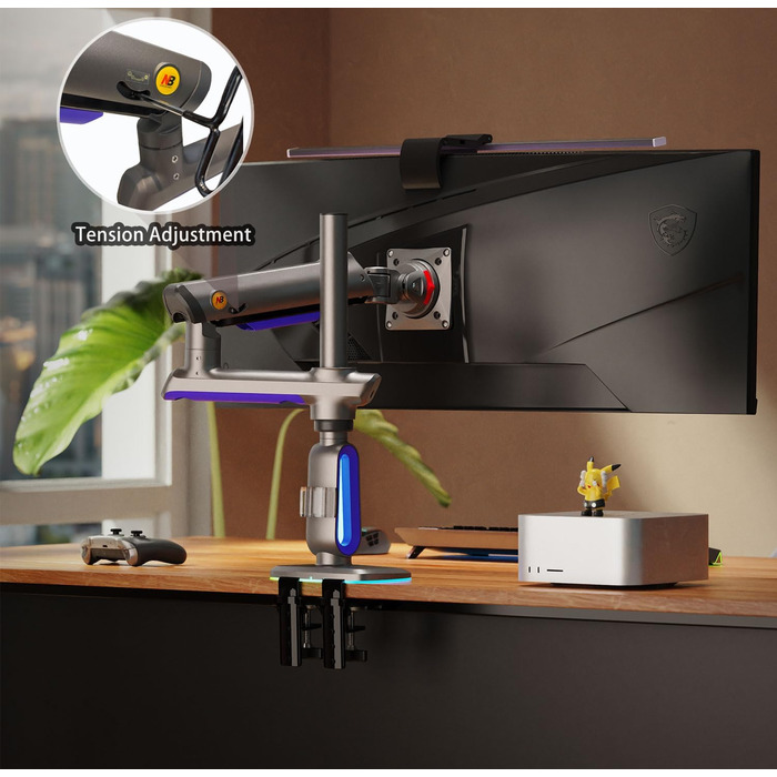 Кріплення для монітора NB Ergonomic RGB, 32-60 дюймів, плоске/вигнуте, максимальне навантаження 20 кг, VESA 75/100 мм (темно-синій)