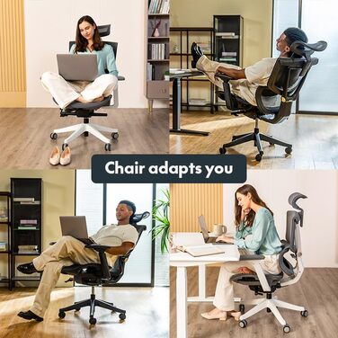 Крісло офісне ергономічне FLEXISPOT ErgoX чорного кольору, регульована поперекова підтримка, 4D підлокітники, 2D підголівник, дихаючий матеріал, висота регулюється, вантажопідйомність до 130 кг