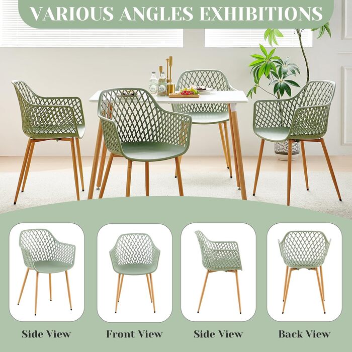 Набір садово-розслаблюючих крісел 4 шт. для тераси, балкону та саду, 120 кг, сіро-зелений